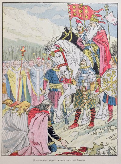 Charlemagne (742-814) Receiving the Submission of the Saxons in 785 by Eugene Grasset